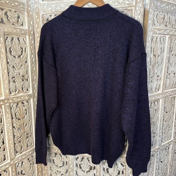 Vintage Mens Legendary I.O.U. Purple & Black Mock Neck Academia Sweater Size MED - Picture 6 of 9